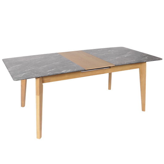 Cosmo Casa - Eettafel - Massief Hout - Laminaat - Melamine - 160-200 x 90 cm - Uitschuifbaar - Marmersteenlook - Lichte Poten