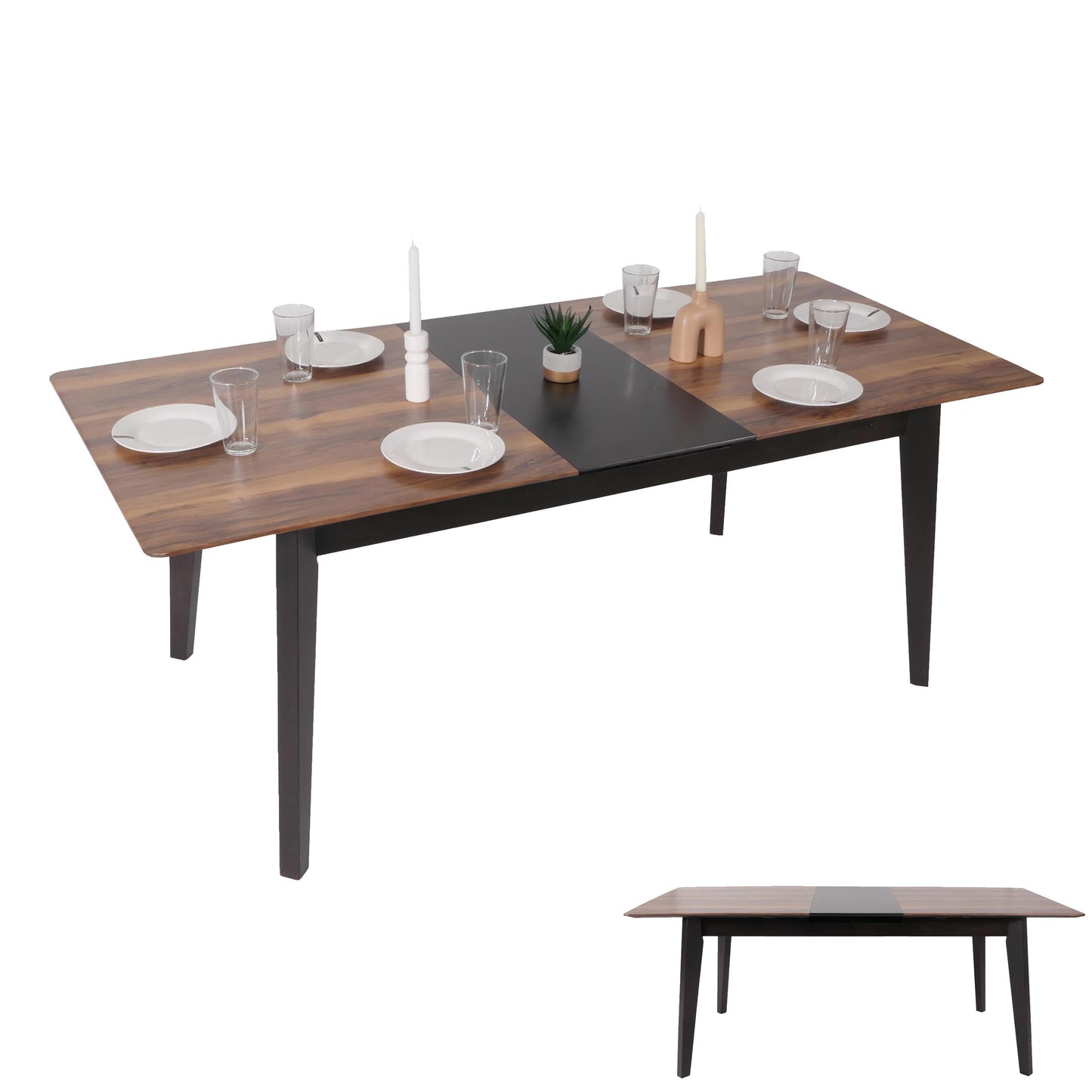 Cosmo Casa - Eettafel - Massief Hout - Laminaat - Melamine - 160-200 x 90 cm - Uitschuifbaar - Sheesham Houtlook - Donkere Poten