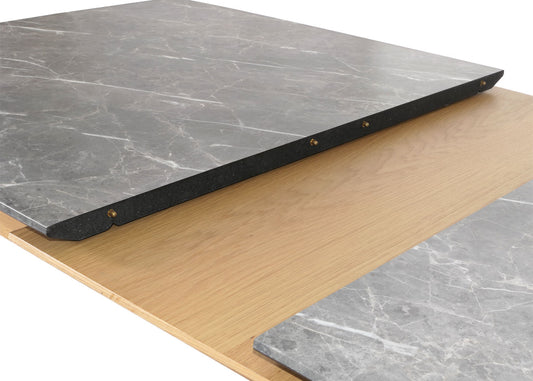 Cosmo Casa - Eettafel - Massief Hout - Laminaat - Melamine - 160-200 x 90 cm - Uitschuifbaar - Marmersteenlook - Lichte Poten