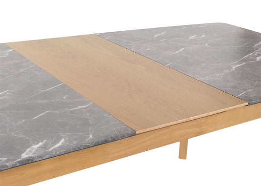 Cosmo Casa - Eettafel - Massief Hout - Laminaat - Melamine - 160-200 x 90 cm - Uitschuifbaar - Marmersteenlook - Lichte Poten