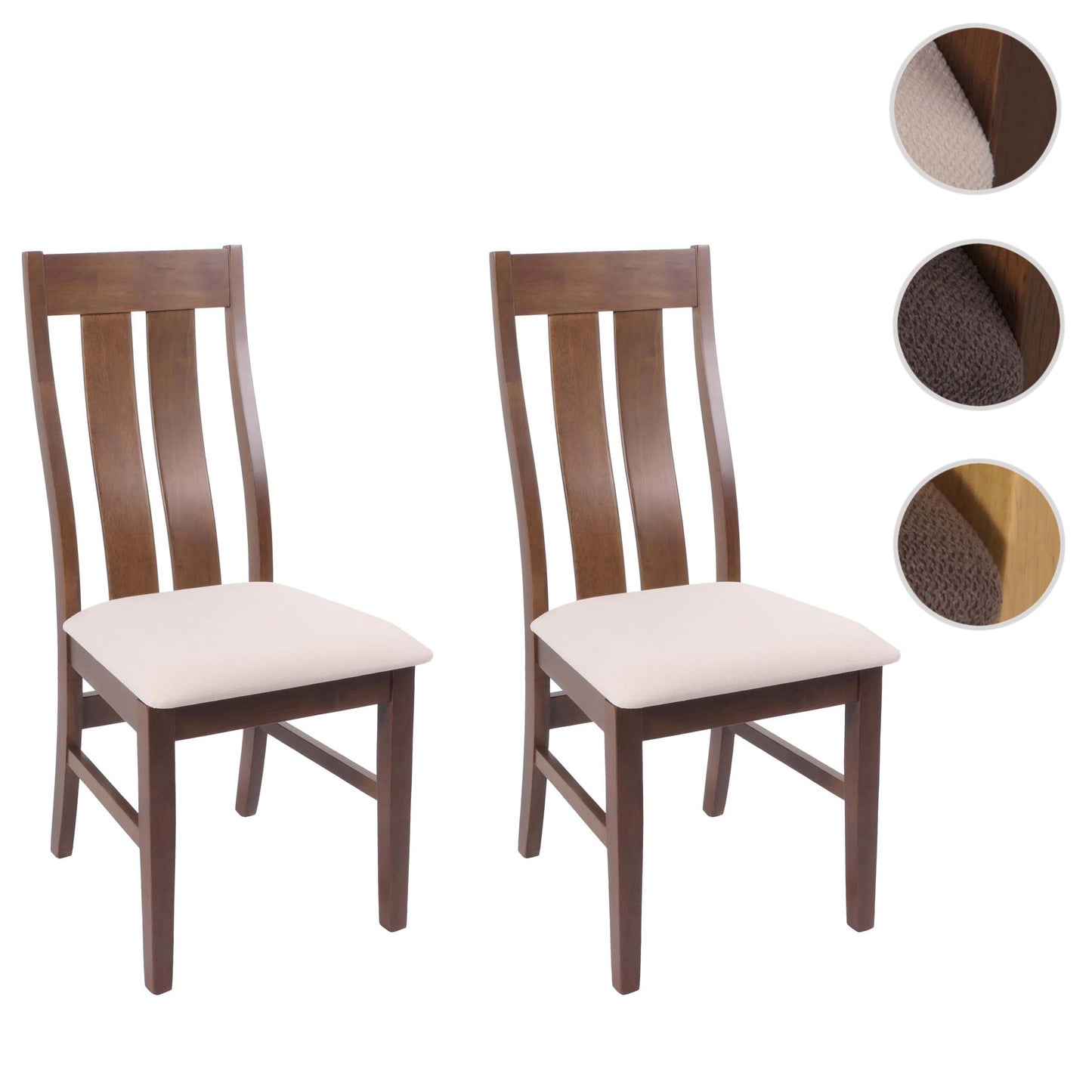 Cosmo Casa - Set van 2 Eetkamerstoelen - Keukenfauteuils met Donker Frame - Textielbekleding - Crème
