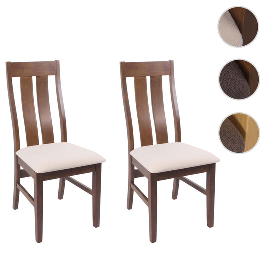Cosmo Casa - Set van 2 Eetkamerstoelen - Keukenfauteuils met Donker Frame - Textielbekleding - Crème