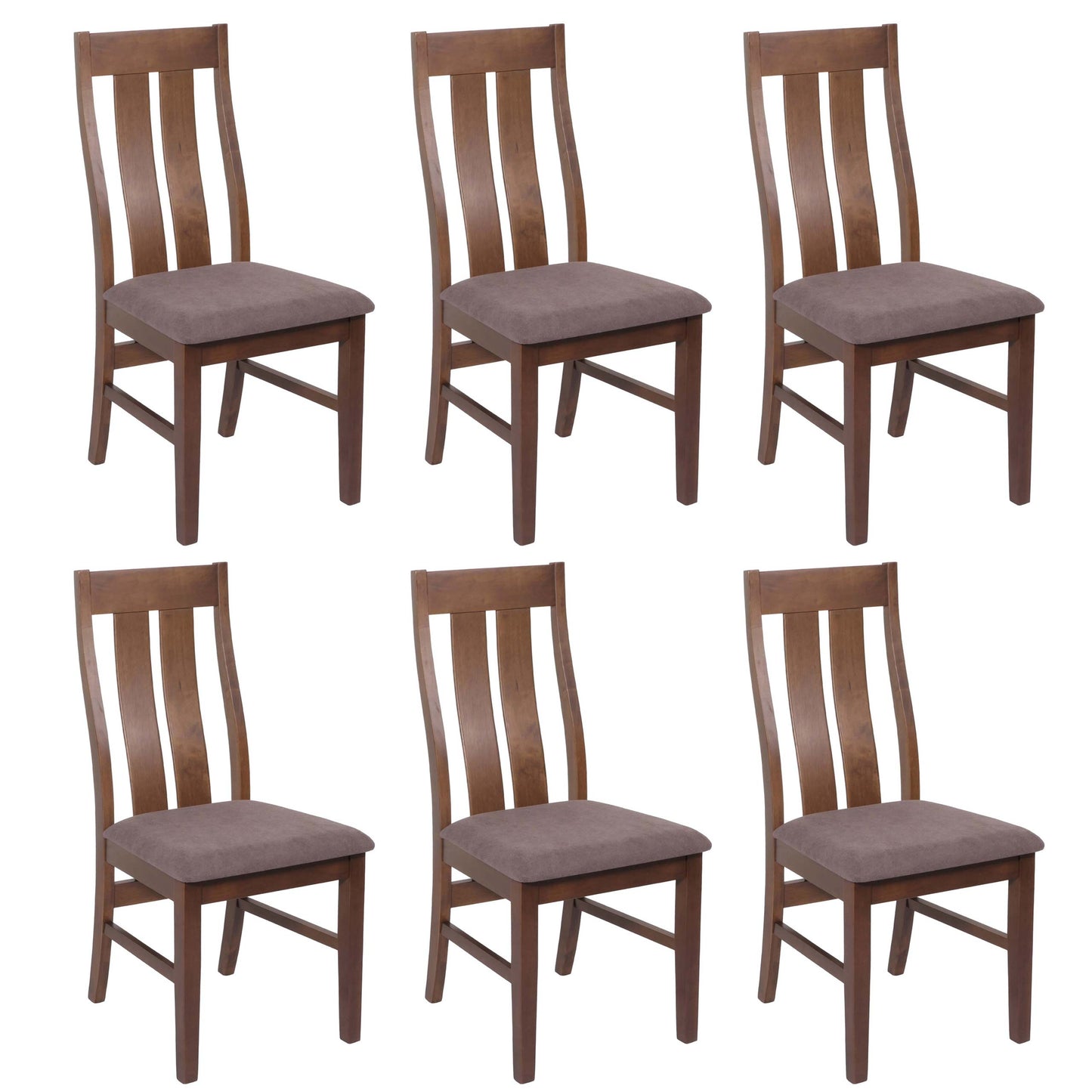 Cosmo Casa - Set van 6 Eetkamerstoelen - Keukenfauteuils met Donker Frame - Textielbekleding - Taupe