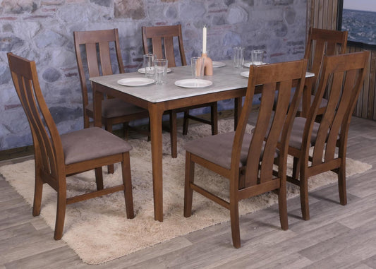 Cosmo Casa - Set van 2 Eetkamerstoelen - Keukenfauteuils met Donker Frame - Textielbekleding - Taupe