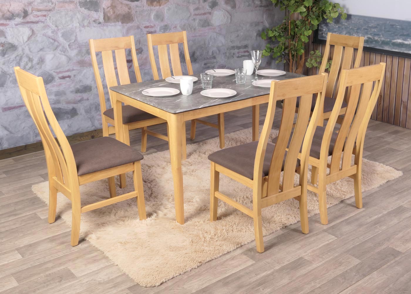 Cosmo Casa - Set van 2 Eetkamerstoelen - Keukenstoel - Fauteuil - Stoftextiel - Massief Hout - Licht Frame - Taupe