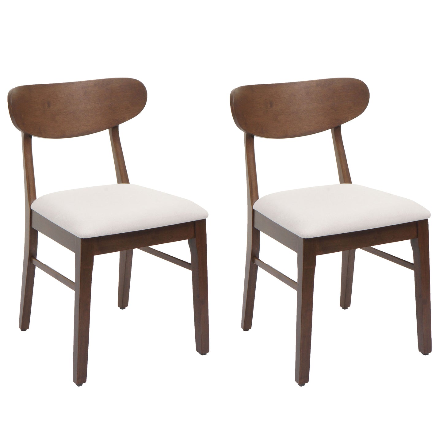 Cosmo Casa - Set van 2 Eetkamerstoelen - Keukenstoel - Gestoffeerd - Massief Hout - Donker Frame - Crème