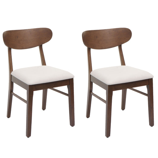Cosmo Casa - Set van 2 Eetkamerstoelen - Keukenstoel - Gestoffeerd - Massief Hout - Donker Frame - Crème