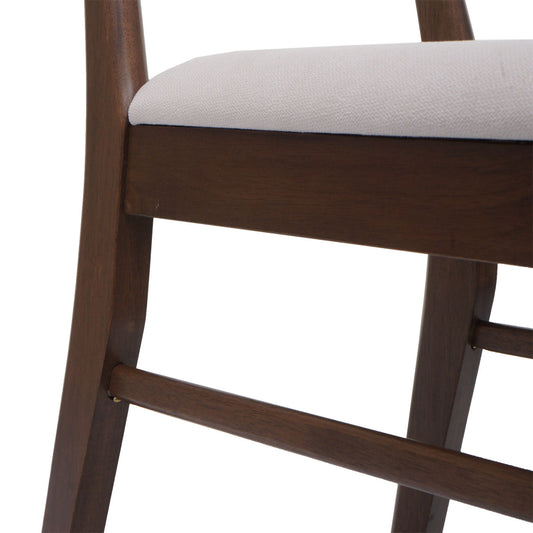 Cosmo Casa - Set van 2 Eetkamerstoelen - Keukenstoel - Gestoffeerd - Massief Hout - Donker Frame - Crème