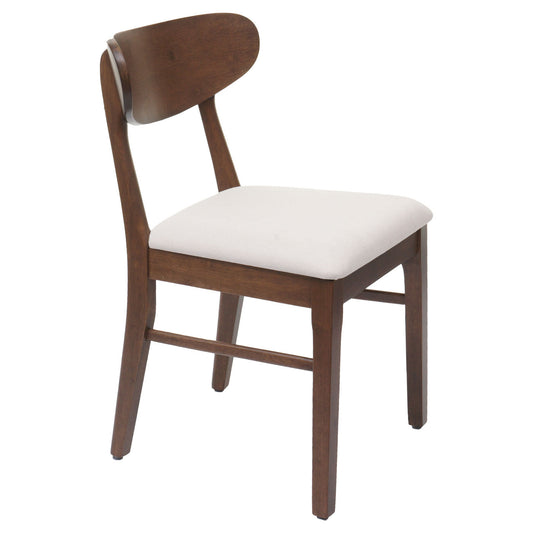Cosmo Casa - Set van 2 Eetkamerstoelen - Keukenstoel - Gestoffeerd - Massief Hout - Donker Frame - Crème
