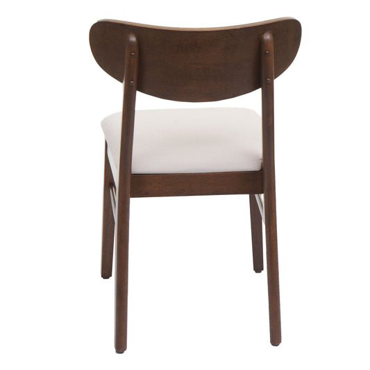 Cosmo Casa - Set van 2 Eetkamerstoelen - Keukenstoel - Gestoffeerd - Massief Hout - Donker Frame - Crème