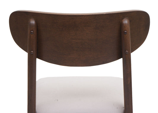 Cosmo Casa - Set van 2 Eetkamerstoelen - Keukenstoel - Gestoffeerd - Massief Hout - Donker Frame - Crème