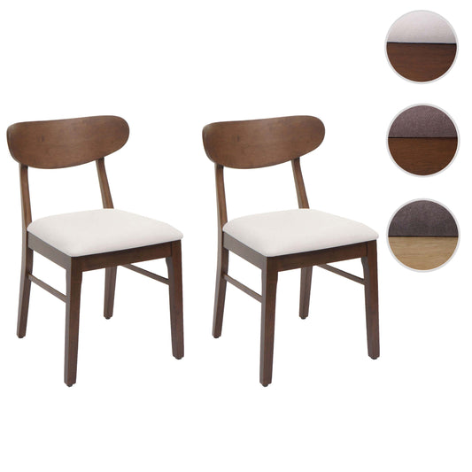 Cosmo Casa - Set van 2 Eetkamerstoelen - Keukenstoel - Gestoffeerd - Massief Hout - Donker Frame - Crème