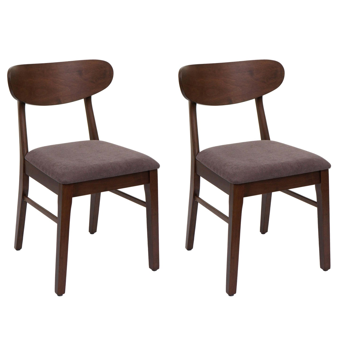 Cosmo Casa - Set van 2 Eetkamerstoelen - Keukenstoel - Gestoffeerd - Massief Hout - Donker Frame - Taupe