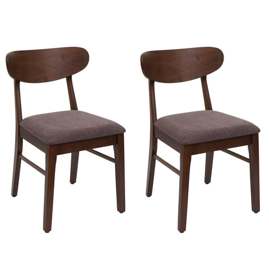 Cosmo Casa - Set van 2 Eetkamerstoelen - Keukenstoel - Gestoffeerd - Massief Hout - Donker Frame - Taupe