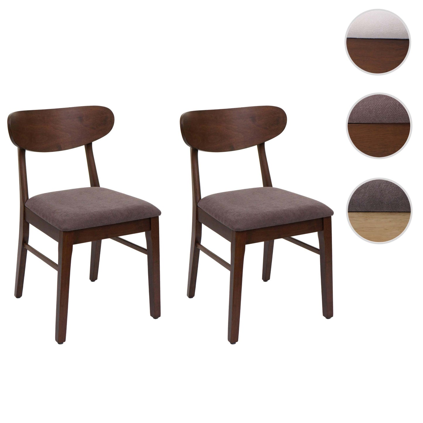 Cosmo Casa - Set van 2 Eetkamerstoelen - Keukenstoel - Gestoffeerd - Massief Hout - Donker Frame - Taupe