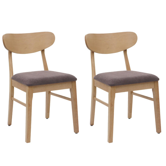Cosmo Casa - Set van 2 Eetkamerstoelen - Keukenstoel - Gestoffeerd - Massief Hout - Licht Frame - Taupe