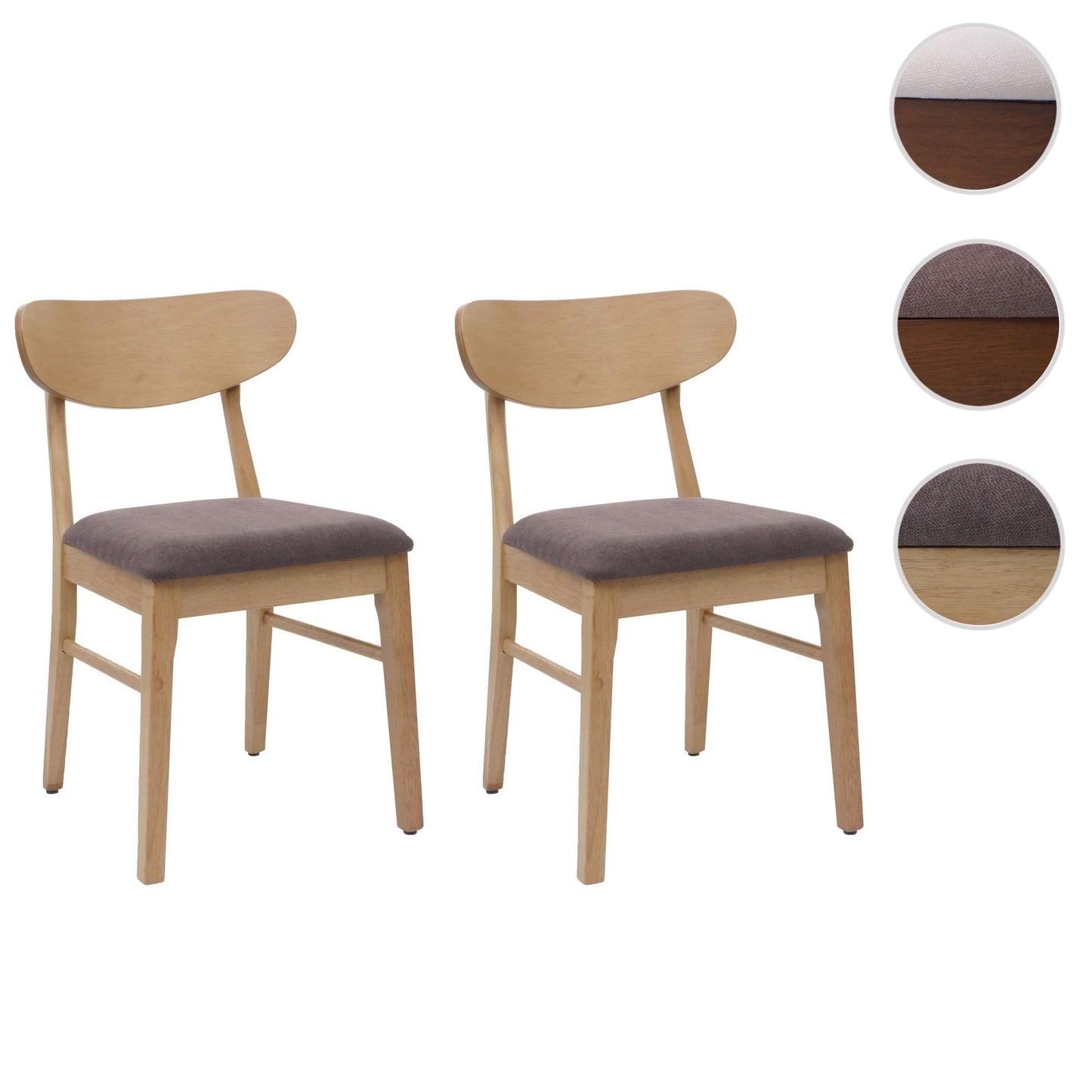 Cosmo Casa - Set van 2 Eetkamerstoelen - Keukenstoel - Gestoffeerd - Massief Hout - Licht Frame - Taupe