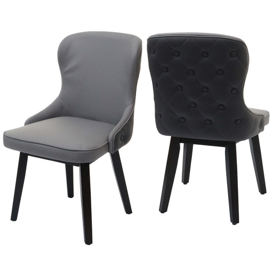 Cosmo Casa - Set van 2 Eetkamerstoelen - Gestoffeerde Stoel - Keukenstoel - Fauteuil - Stoftextiel - Massief Hout - Donkergrijs - Lichtgrijs