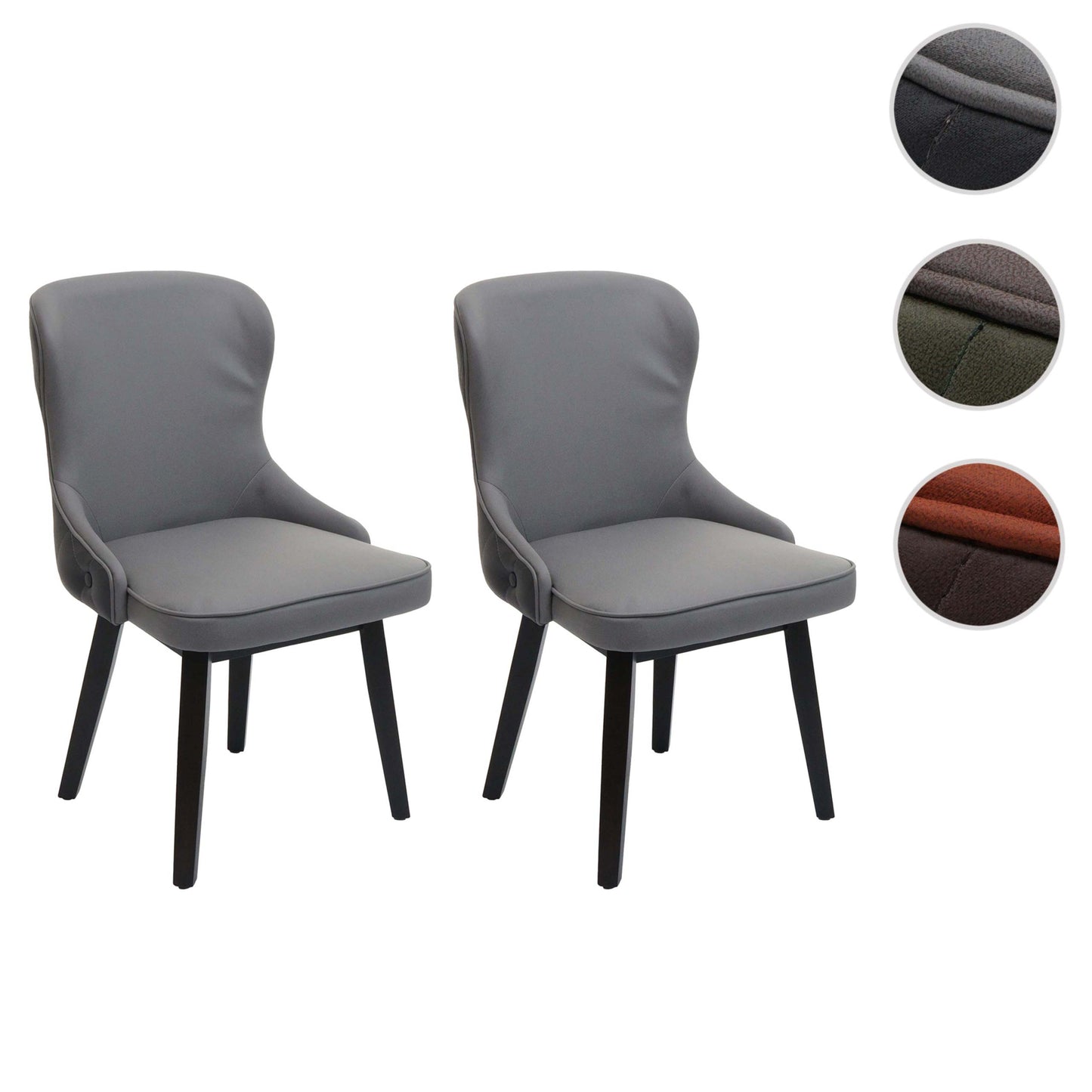 Cosmo Casa - Set van 2 Eetkamerstoelen - Gestoffeerde Stoel - Keukenstoel - Fauteuil - Stoftextiel - Massief Hout - Donkergrijs - Lichtgrijs