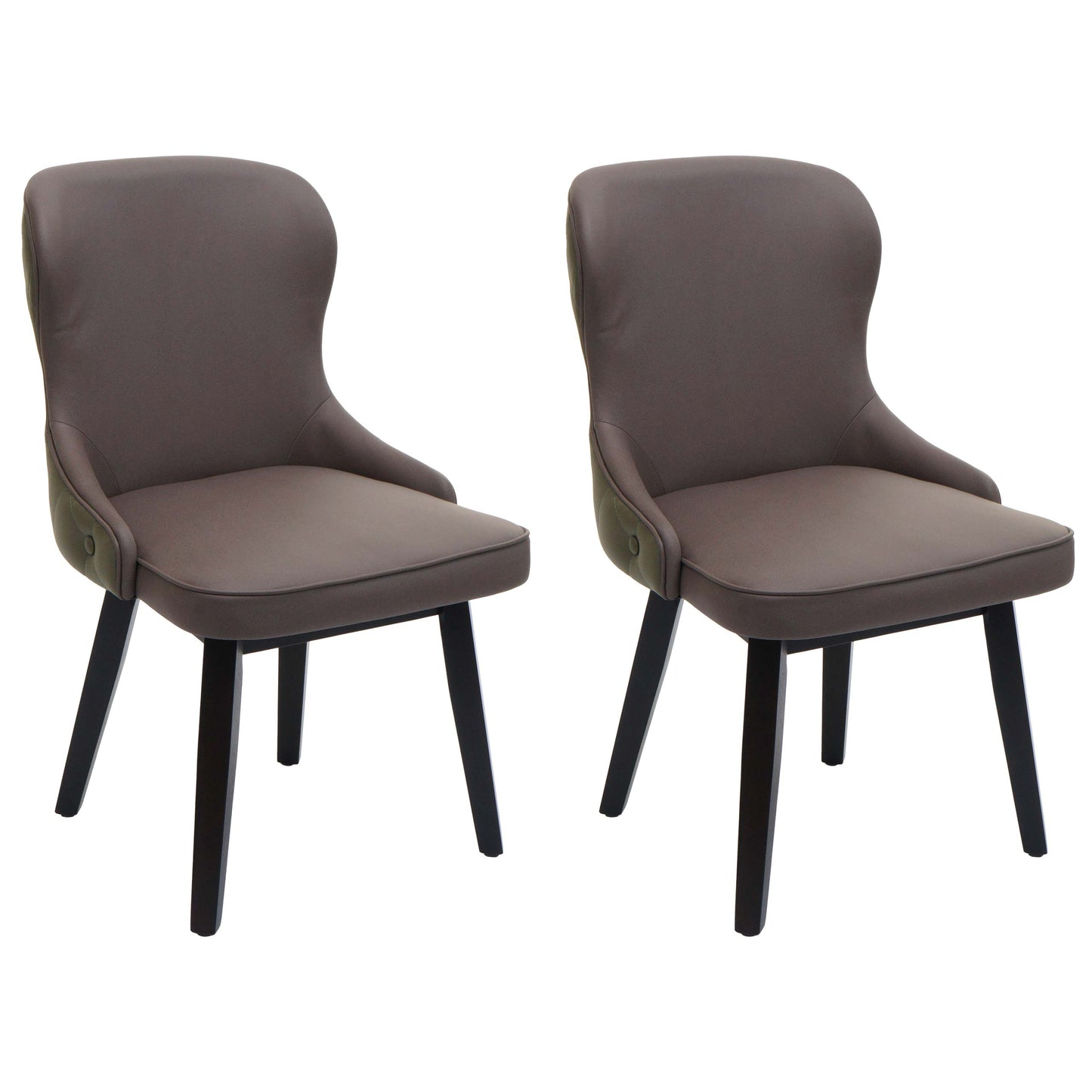 Cosmo Casa - Set van 2 Eetkamerstoelen - Gestoffeerde Stoel - Keukenstoel - Fauteuil - Stoftextiel - Massief Hout - Donkergroen-Grijs