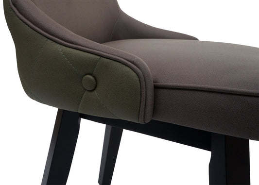 Cosmo Casa - Set van 2 Eetkamerstoelen - Gestoffeerde Stoel - Keukenstoel - Fauteuil - Stoftextiel - Massief Hout - Donkergroen-Grijs