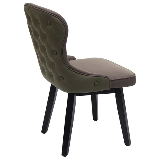 Cosmo Casa - Set van 2 Eetkamerstoelen - Gestoffeerde Stoel - Keukenstoel - Fauteuil - Stoftextiel - Massief Hout - Donkergroen-Grijs