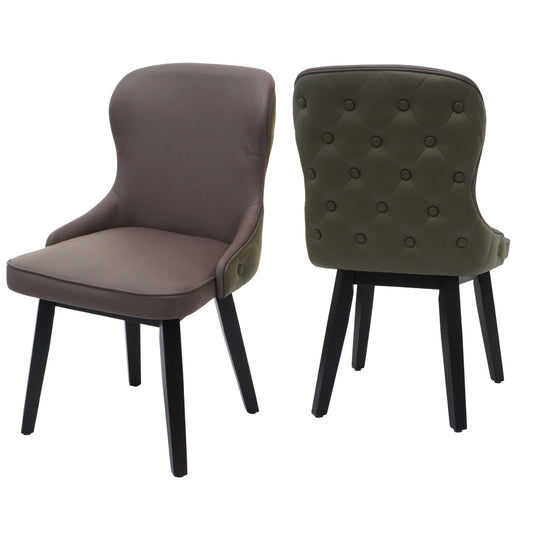 Cosmo Casa - Set van 2 Eetkamerstoelen - Gestoffeerde Stoel - Keukenstoel - Fauteuil - Stoftextiel - Massief Hout - Donkergroen-Grijs