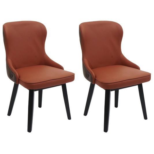 Cosmo Casa - Set van 2 Eetkamerstoelen - Gestoffeerde Keukenstoel - Fauteuil - Stoftextiel - Massief Hout - Terracotta Bruin
