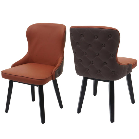 Cosmo Casa - Set van 2 Eetkamerstoelen - Gestoffeerde Keukenstoel - Fauteuil - Stoftextiel - Massief Hout - Terracotta Bruin