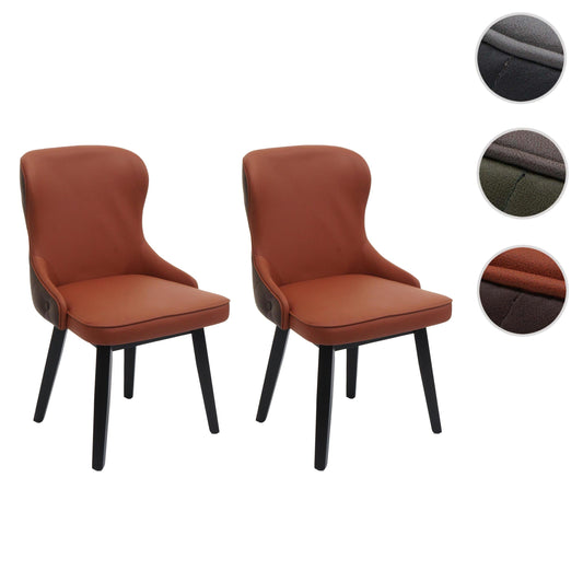 Cosmo Casa - Set van 2 Eetkamerstoelen - Gestoffeerde Keukenstoel - Fauteuil - Stoftextiel - Massief Hout - Terracotta Bruin