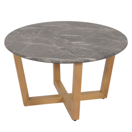 Cosmo Casa - Salontafel - Bijzettafel - Massief Hout HDF Laminaat - Marmerlook - Licht Frame - 80cm