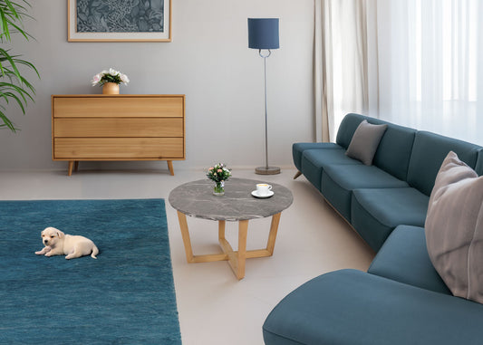 Cosmo Casa - Salontafel - Bijzettafel - Massief Hout HDF Laminaat - Marmerlook - Licht Frame - 80cm