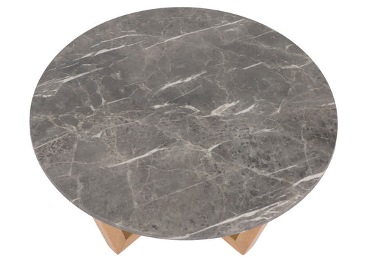 Cosmo Casa - Salontafel - Bijzettafel - Massief Hout HDF Laminaat - Marmerlook - Licht Frame - 80cm