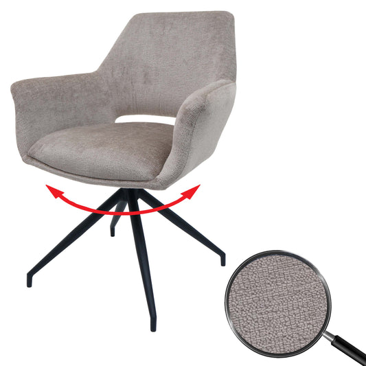 Cosmo Casa - Eetkamerstoel - Keukenstoel met Armleuning - Draaibaar met Automatische Positie - Metaaltextiel - Taupe