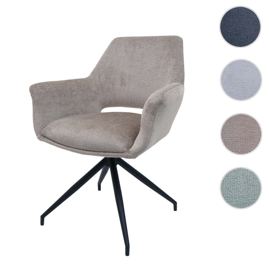 Cosmo Casa - Eetkamerstoel - Keukenstoel met Armleuning - Draaibaar met Automatische Positie - Metaaltextiel - Taupe