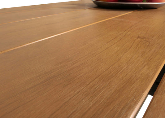 Cosmo Casa - Aluminium Tuinset - Zitbank - Houtlook - Wit Frame - Lichtgrijze Bekleding