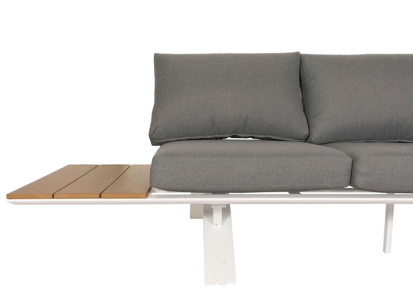 Cosmo Casa - Aluminium Tuinset - Zitbank - Houtlook - Wit Frame - Lichtgrijze Bekleding