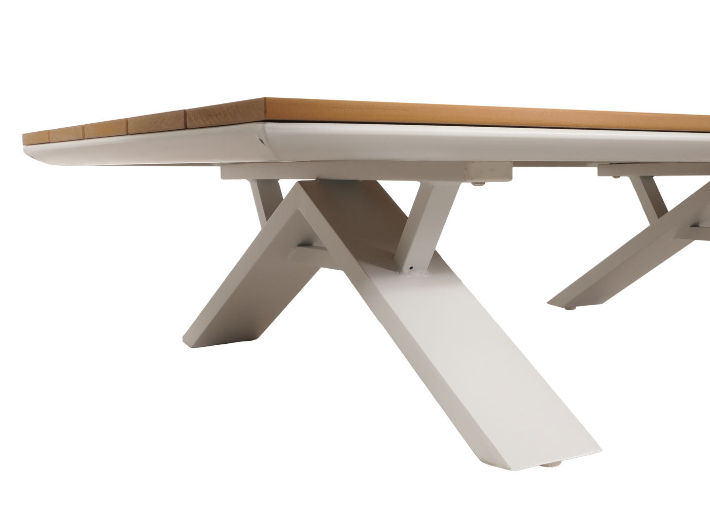 Cosmo Casa - Aluminium Tuinset - Zitbank - Houtlook - Wit Frame - Lichtgrijze Bekleding