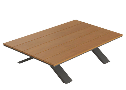 Cosmo Casa - Aluminium Tuinset - Zitbank - Houtlook - Antraciet Frame - Donkergrijze Bekleding