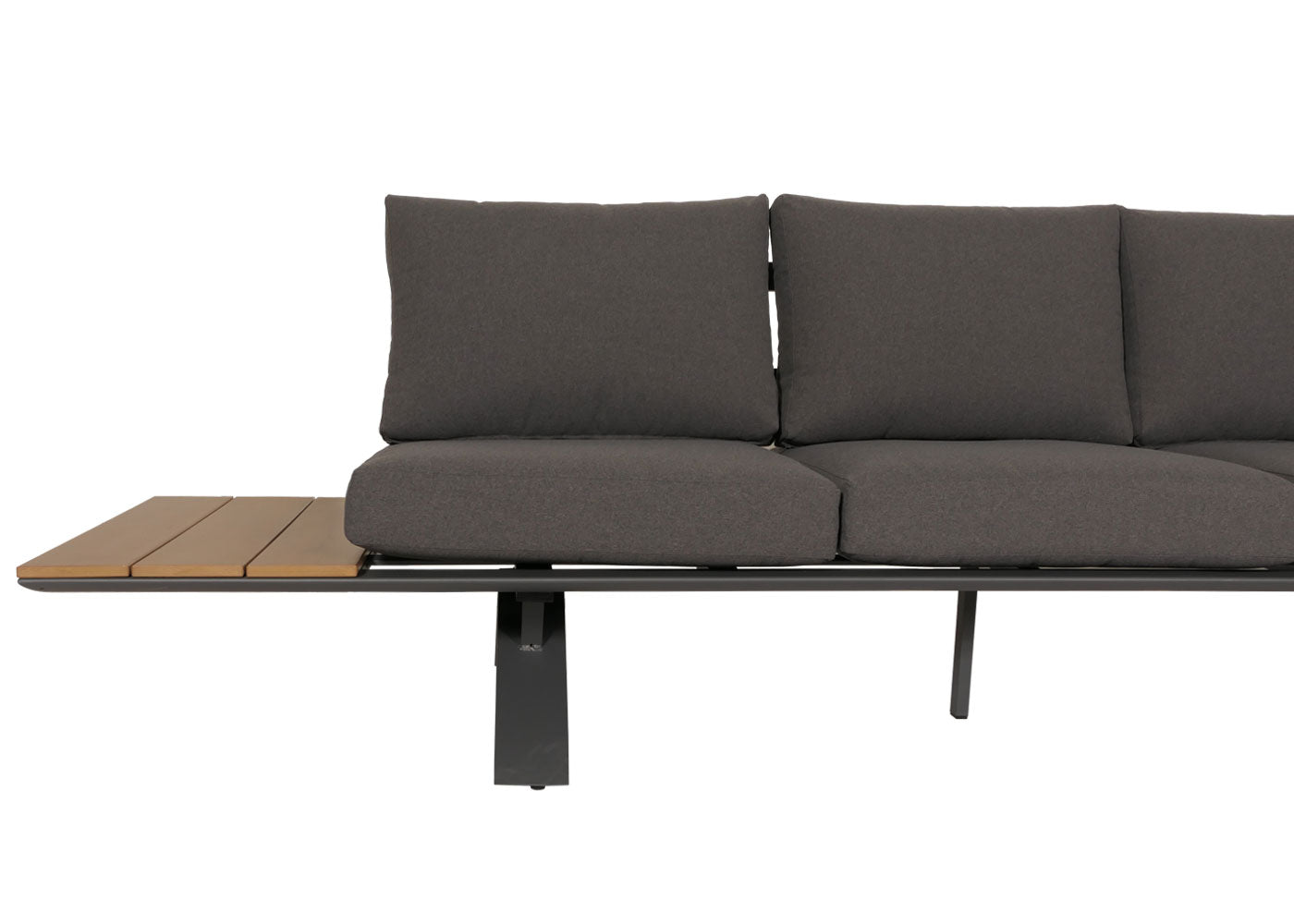 Cosmo Casa - Aluminium Tuinset - Zitbank - Houtlook - Antraciet Frame - Donkergrijze Bekleding