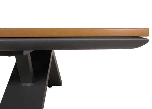 Cosmo Casa - Aluminium Tuinset - Zitbank - Houtlook - Antraciet Frame - Donkergrijze Bekleding