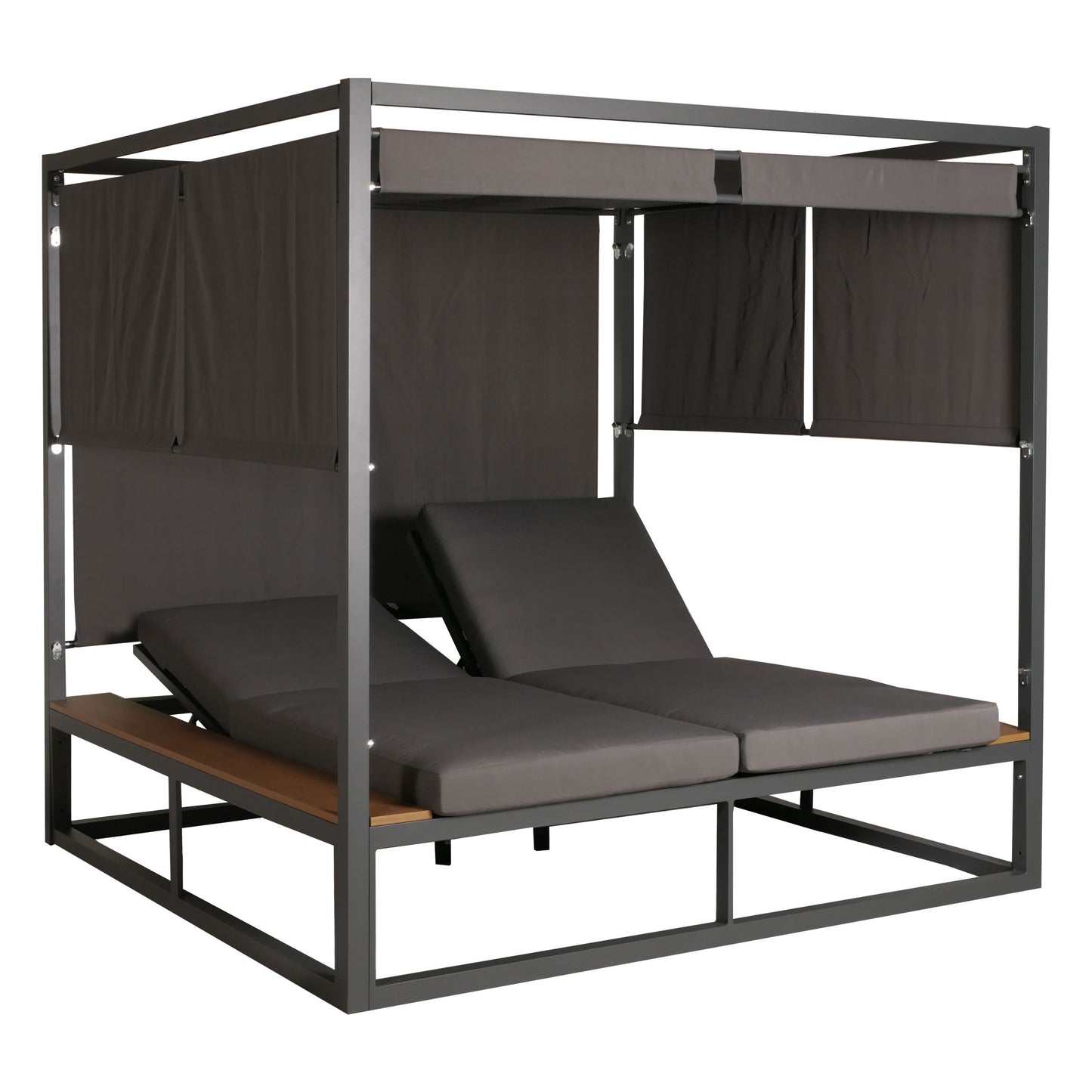 Cosmo Casa - Aluminium Lounge Tuinligstoel - XL Ligstoel - Bali Lounger - Dubbel Ligbed - Buitenbed - 10cm Kussen - Donkergrijs