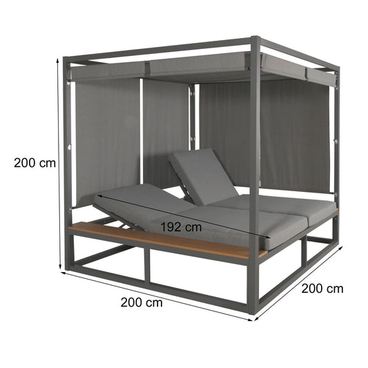 Cosmo Casa - Aluminium Lounge Tuinligstoel - XL Ligstoel - Bali Lounger - Dubbel Ligbed - Buitenbed - 10cm Kussen - Donkergrijs