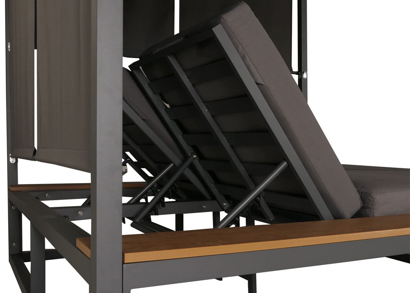 Cosmo Casa - Aluminium Lounge Tuinligstoel - XL Ligstoel - Bali Lounger - Dubbel Ligbed - Buitenbed - 10cm Kussen - Donkergrijs