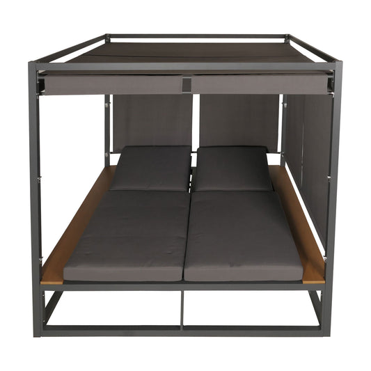 Cosmo Casa - Aluminium Lounge Tuinligstoel - XL Ligstoel - Bali Lounger - Dubbel Ligbed - Buitenbed - 10cm Kussen - Donkergrijs
