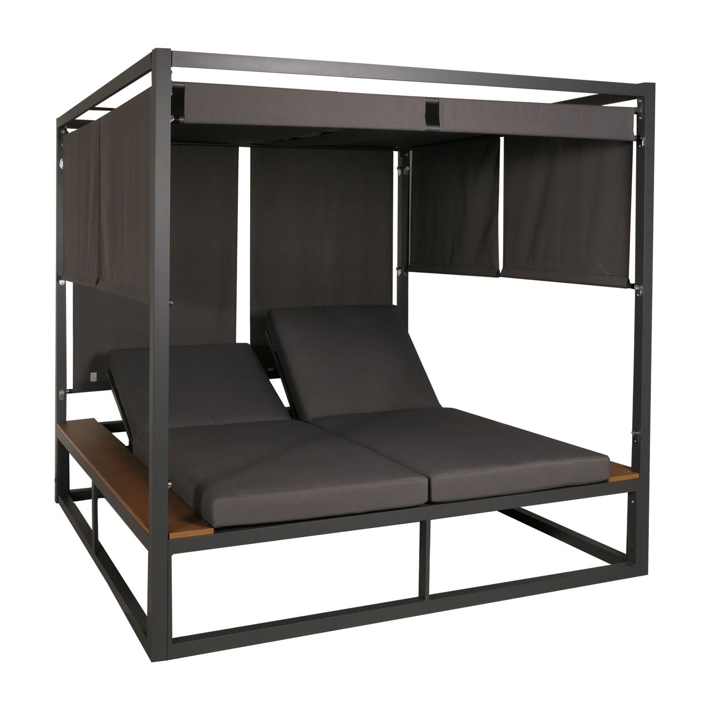 Cosmo Casa - Aluminium Lounge Tuinligstoel - XL Ligstoel - Bali Lounger - Dubbel Ligbed - Buitenbed - 10cm Kussen - Donkergrijs