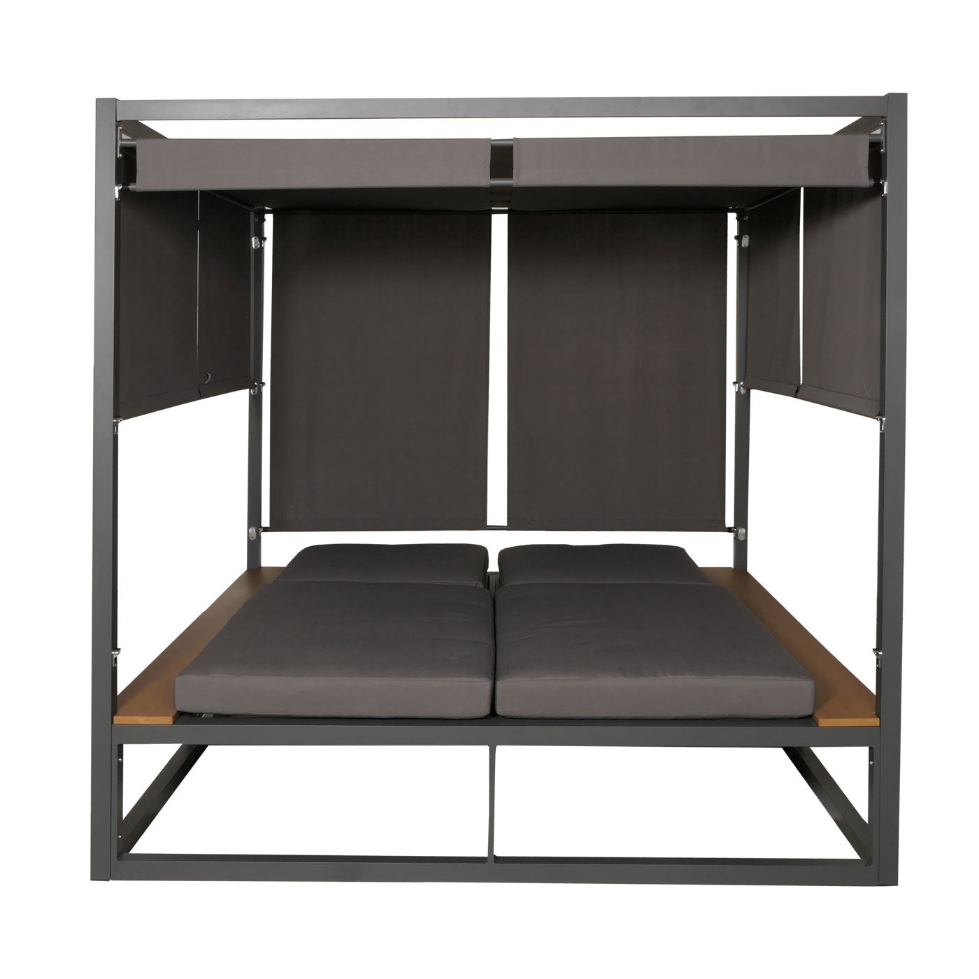 Cosmo Casa - Aluminium Lounge Tuinligstoel - XL Ligstoel - Bali Lounger - Dubbel Ligbed - Buitenbed - 10cm Kussen - Donkergrijs