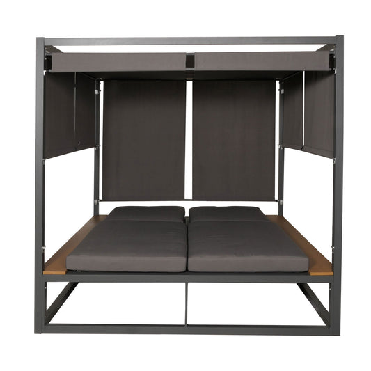 Cosmo Casa - Aluminium Lounge Tuinligstoel - XL Ligstoel - Bali Lounger - Dubbel Ligbed - Buitenbed - 10cm Kussen - Donkergrijs