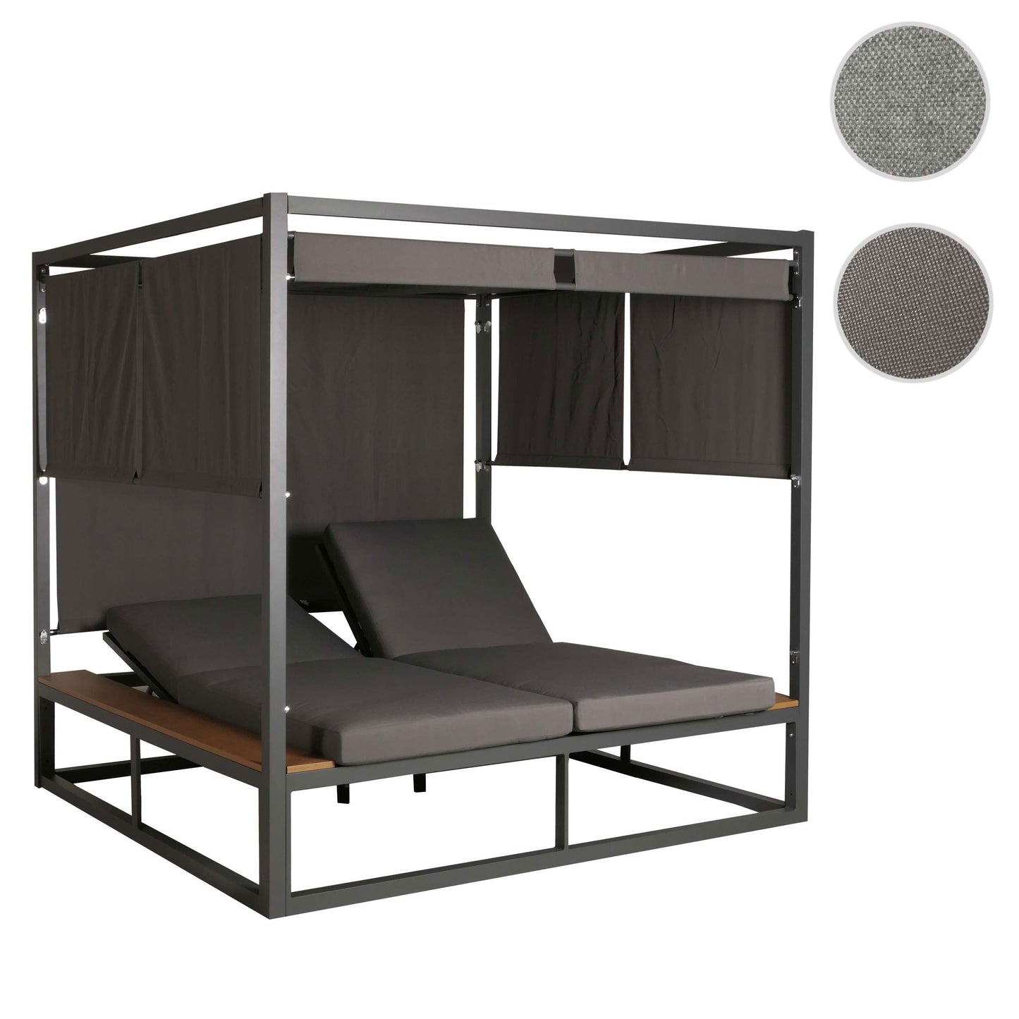 Cosmo Casa - Aluminium Lounge Tuinligstoel - XL Ligstoel - Bali Lounger - Dubbel Ligbed - Buitenbed - 10cm Kussen - Donkergrijs