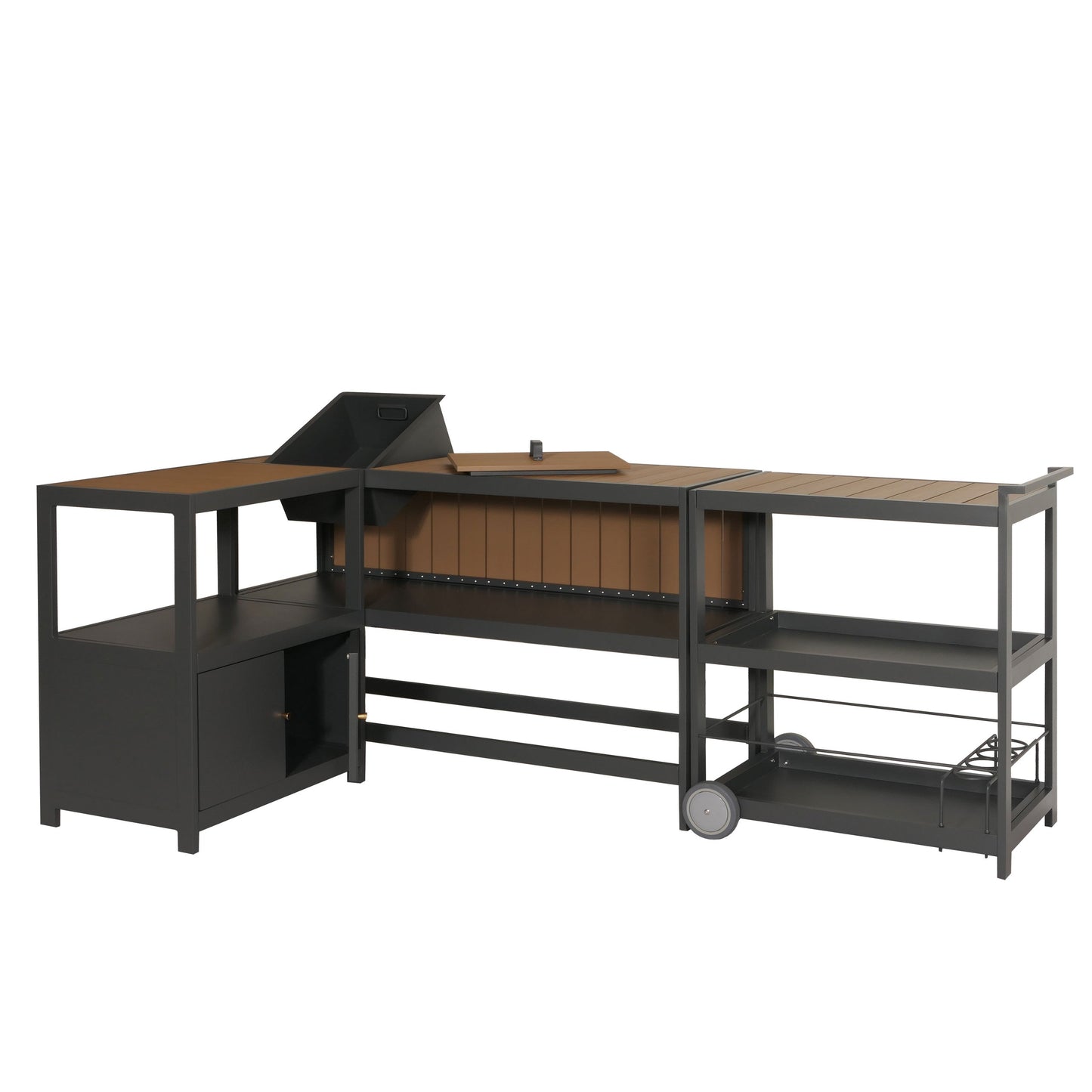 Cosmo Casa - Buitenkitchen - 3-delige Set - Aluminium - Antraciet - Lichte Houtlook